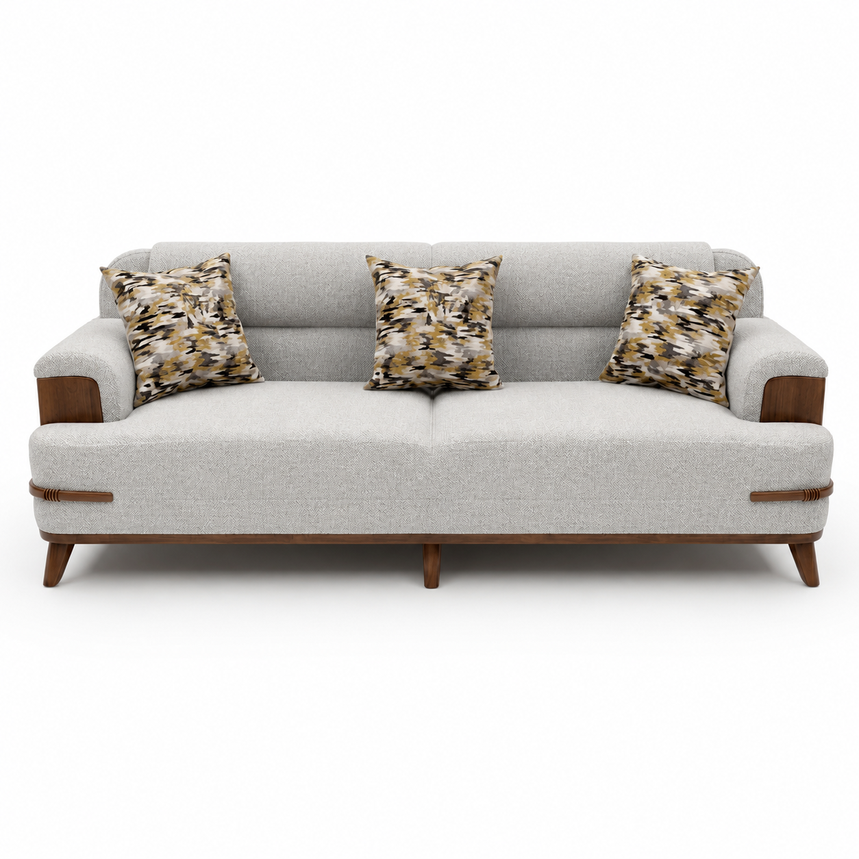 Sofa from the Mawa Noor light grey velvet collection